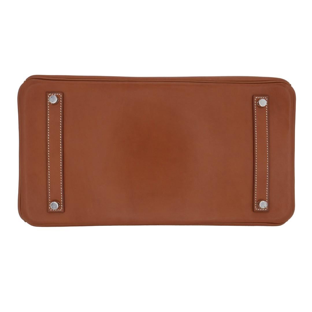 Marrone Hermès 35cm Birkin Fauve Barenia Palladium Hardware in vendita