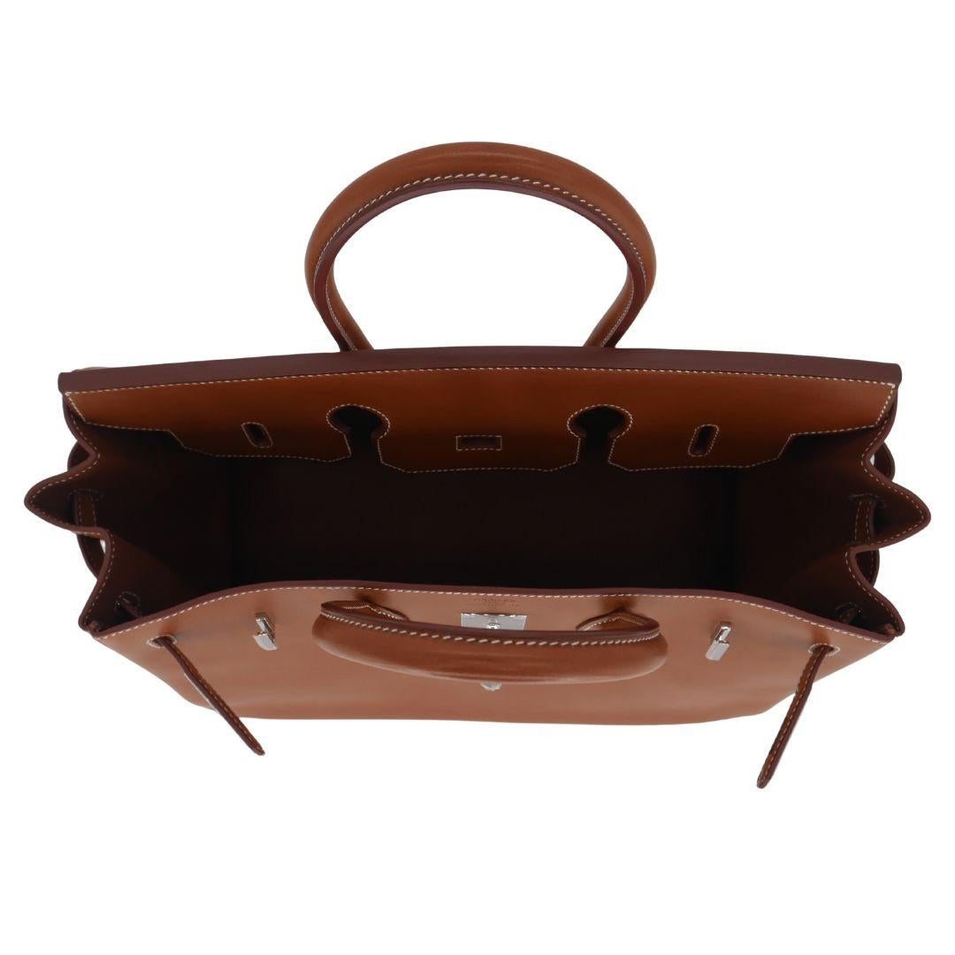 Donna Hermès 35cm Birkin Fauve Barenia Palladium Hardware in vendita