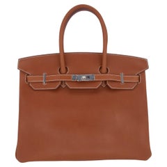 Hermès 35cm Birkin Fauve Barenia Palladium Hardware