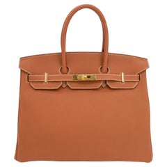 Hermès Birkin 35cm Piel Togo Dorada Herrajes Dorados