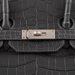 Hermès 35cm Birkin Graphite Matte Niloticus Crocodile Palladium Hardware 2012