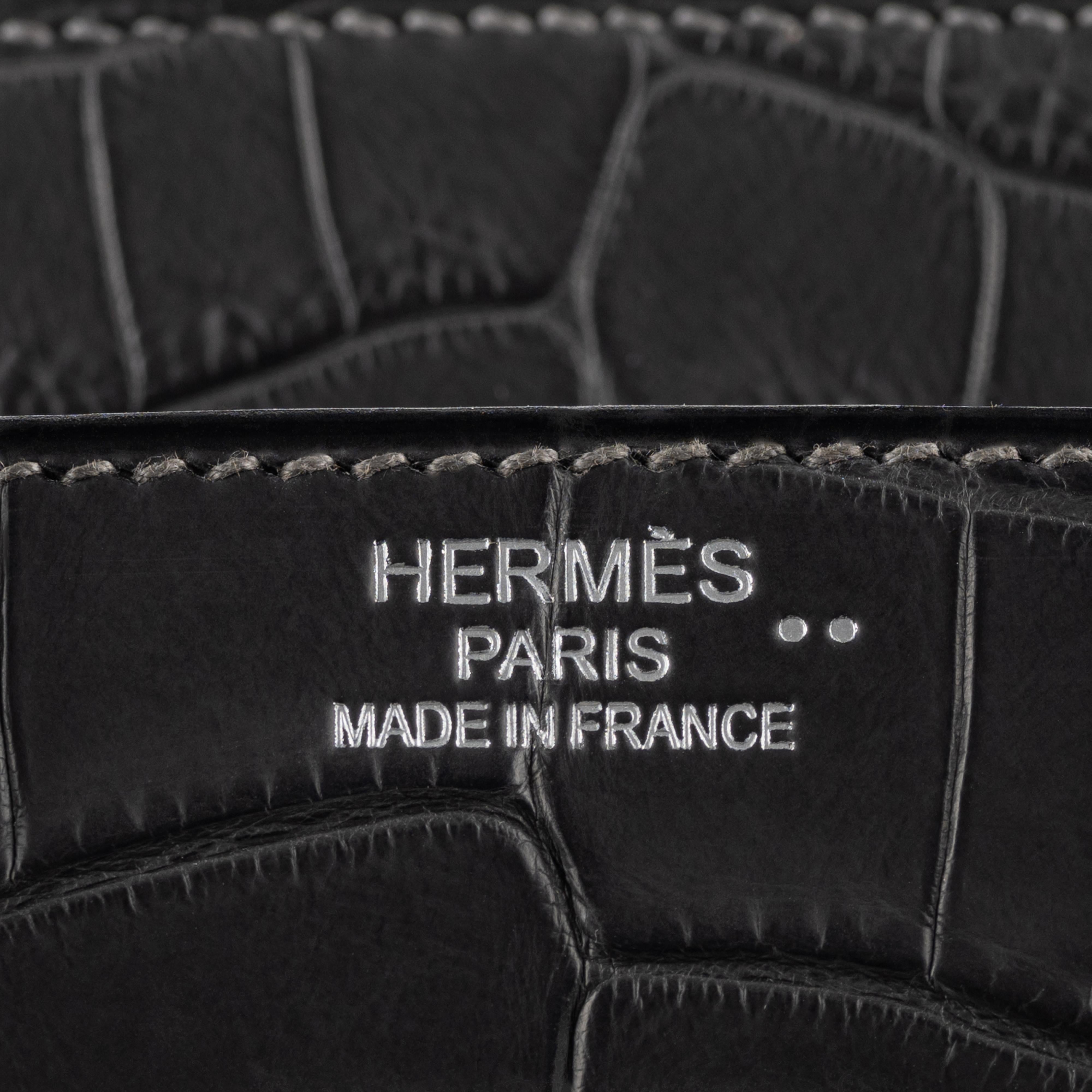 Black Hermès 35cm Birkin Graphite Matte Niloticus Crocodile Palladium Hardware 2012