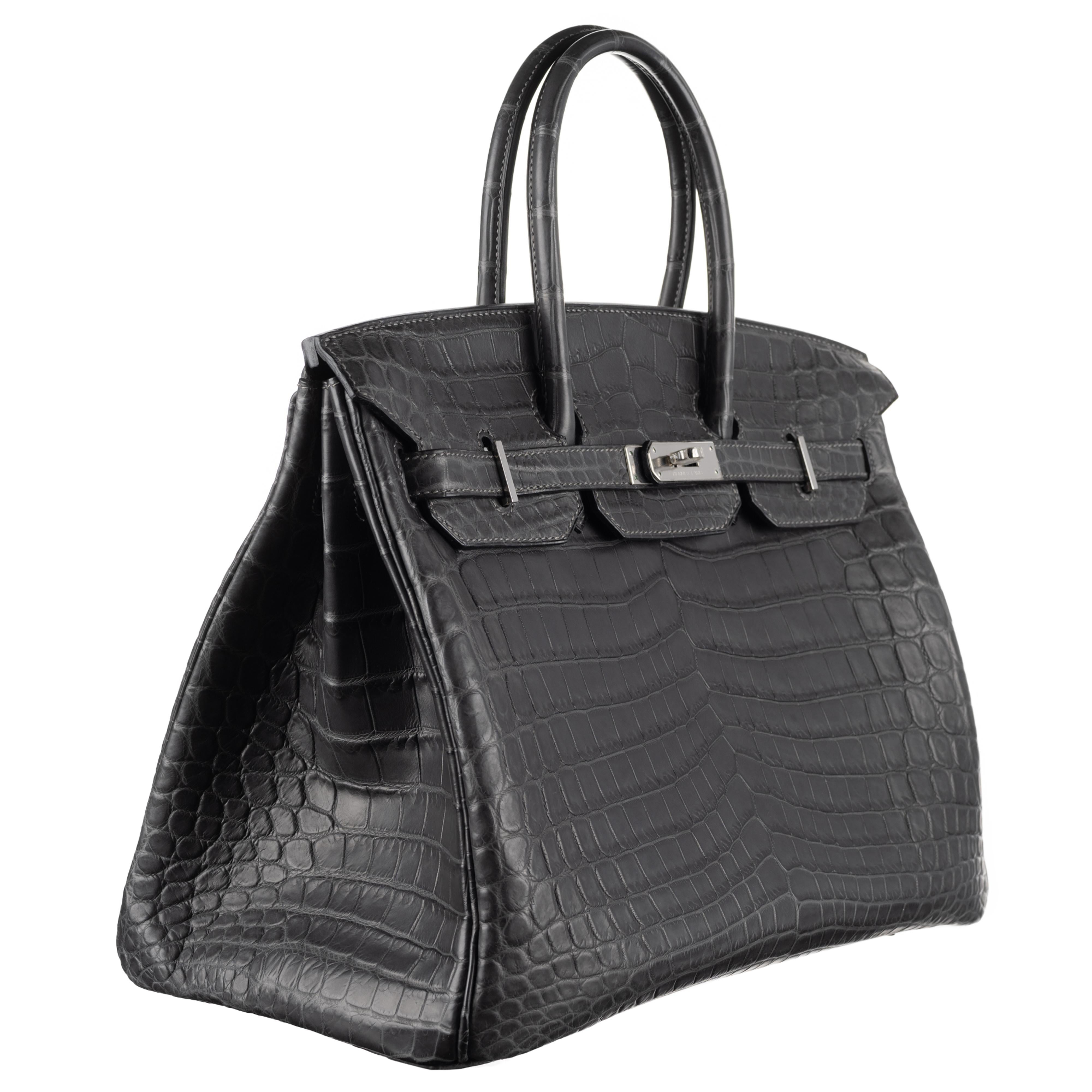 Hermès 35cm Birkin Graphite Matte Niloticus Crocodile Palladium Hardware 2012 3