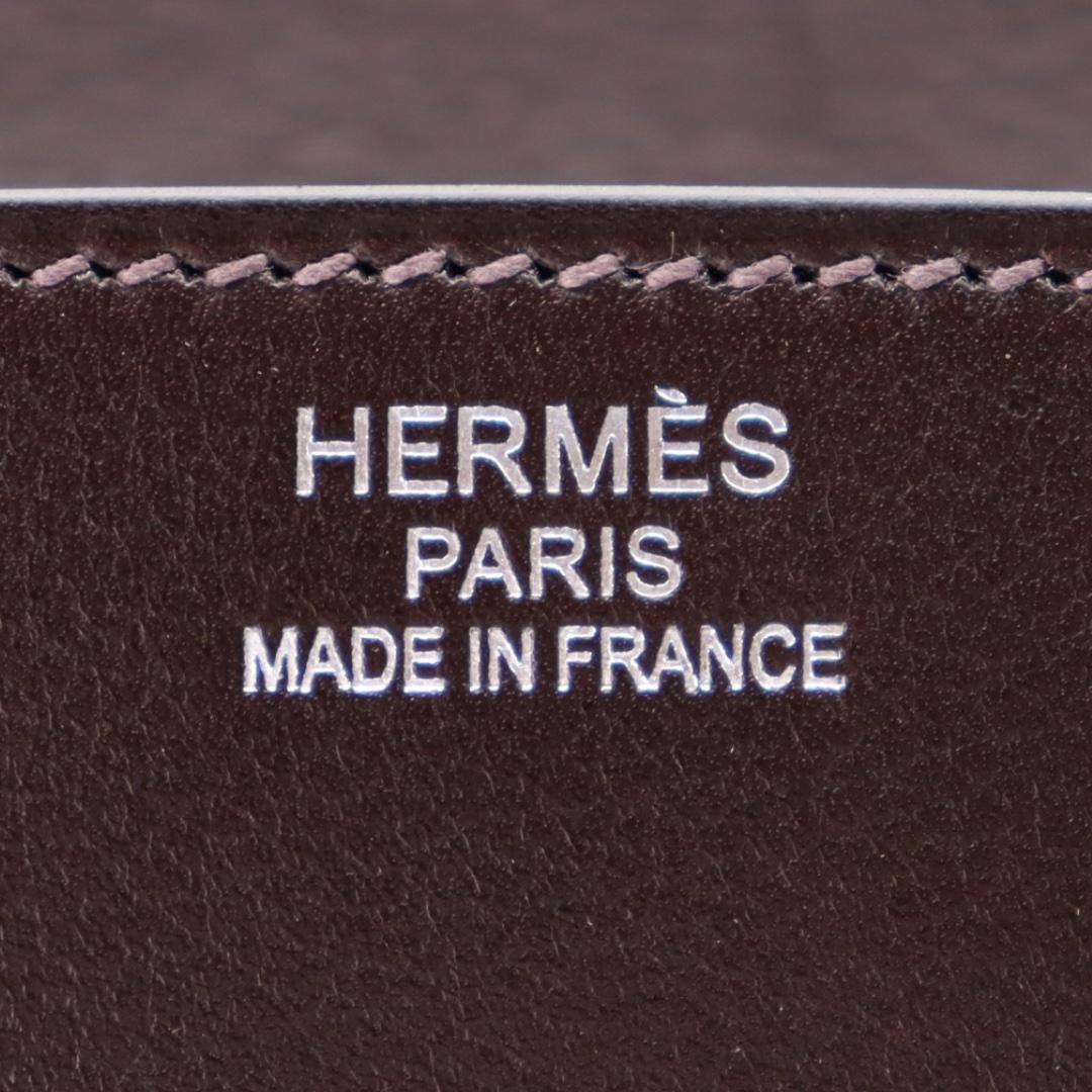 Hermès 35cm Birkin Sellier Anate Fringe Ebene Evergrain Palladium Hardware For Sale 2