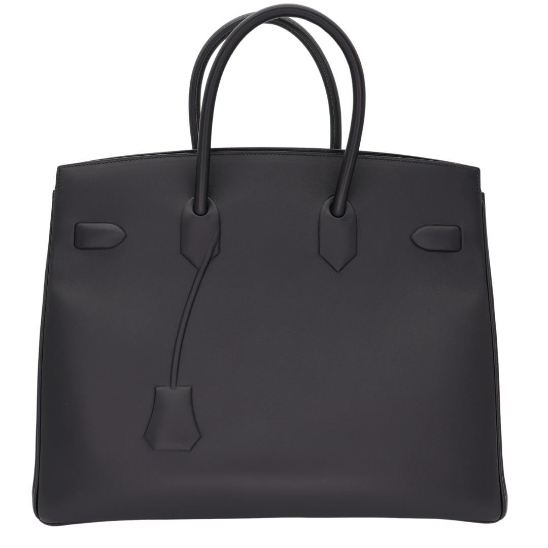 Hermès 35cm Birkin Shadow Black (Noir) Swift Leather In New Condition For Sale In Santa Rosa Beach, FL