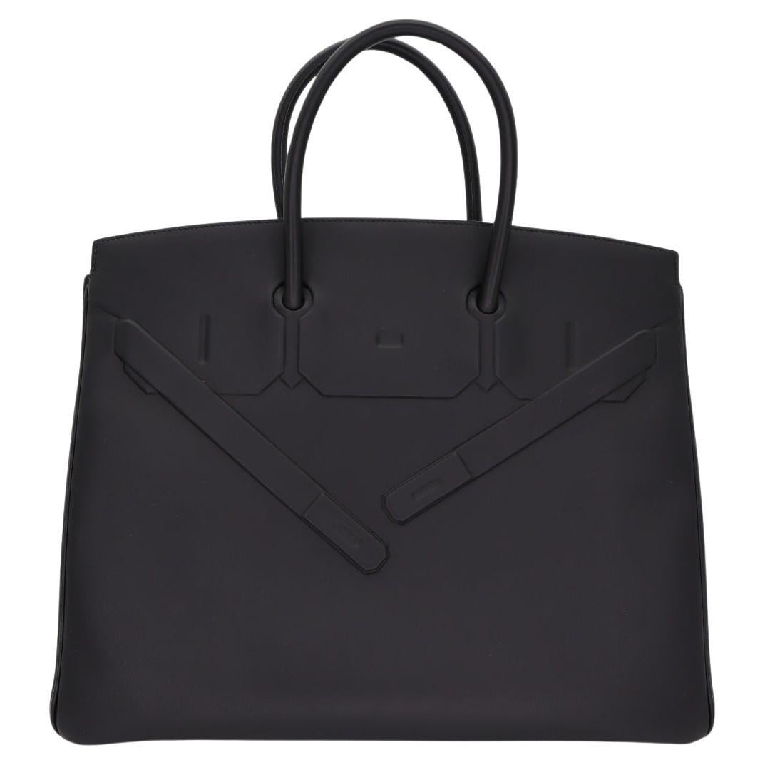Hermès 35cm Birkin Shadow Black (Noir) Swift Leather For Sale