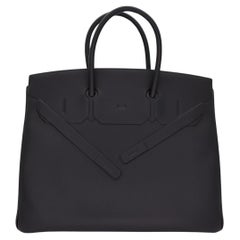 Hermès 35cm Birkin Shadow Schwarz (Noir) Swift Leder