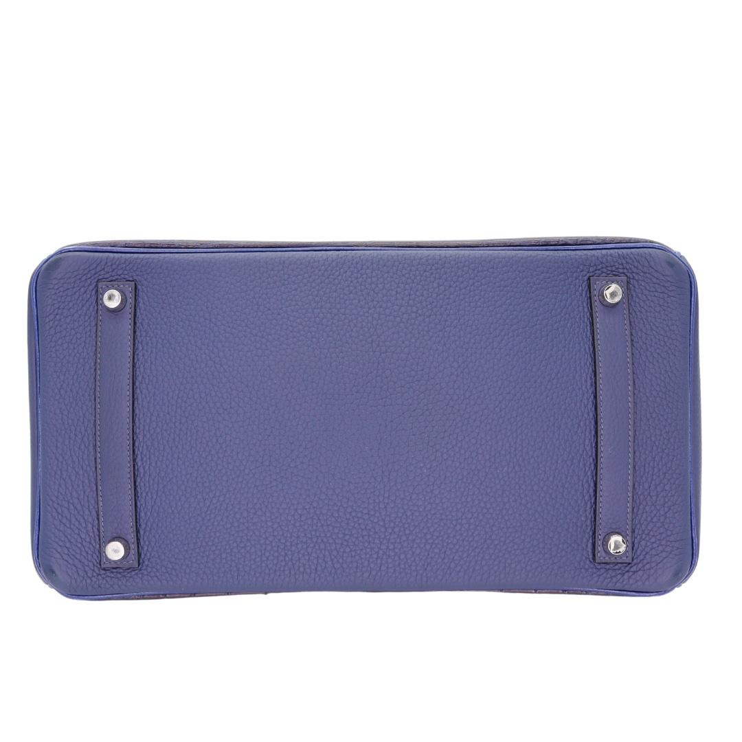 Hermès 35cm Birkin Tri-Leather Bleu Indigo Palldium Hardware In condizioni buone in vendita a Santa Rosa Beach, FL