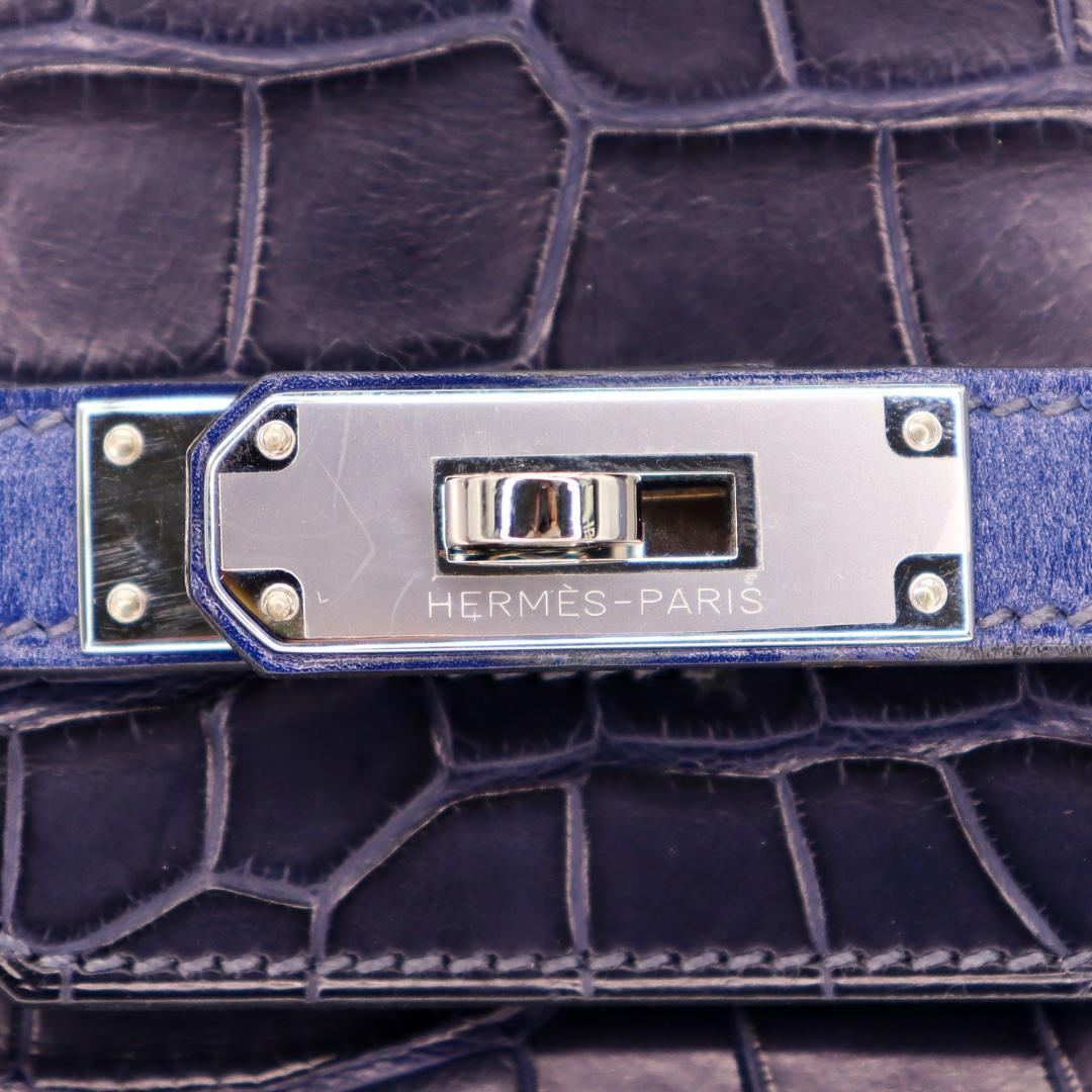 Hermès 35cm Birkin Tri-Leather Bleu Indigo Palldium Hardware For Sale 1