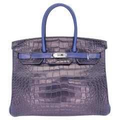 Hermès 35cm Birkin Tri-Leather Bleu Indigo Palldium Hardware