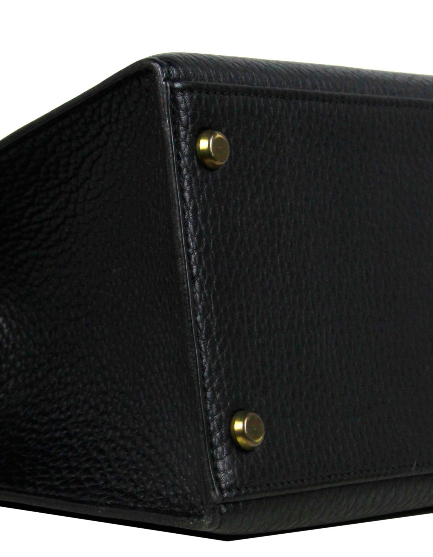Women's Hermes 35cm Black Ardennes Leather Sellier Vintage Kelly Bag GHW