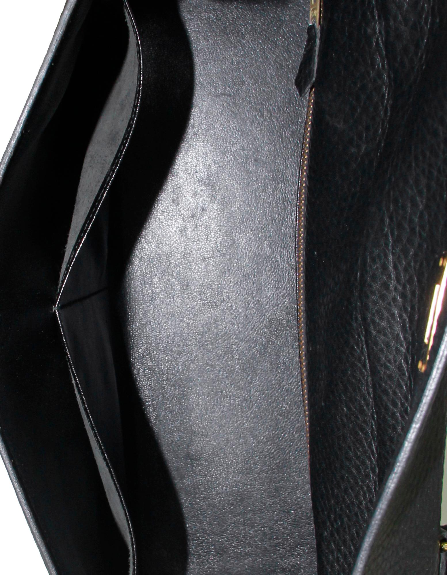 Hermes 35cm Black Ardennes Leather Sellier Vintage Kelly Bag GHW 2