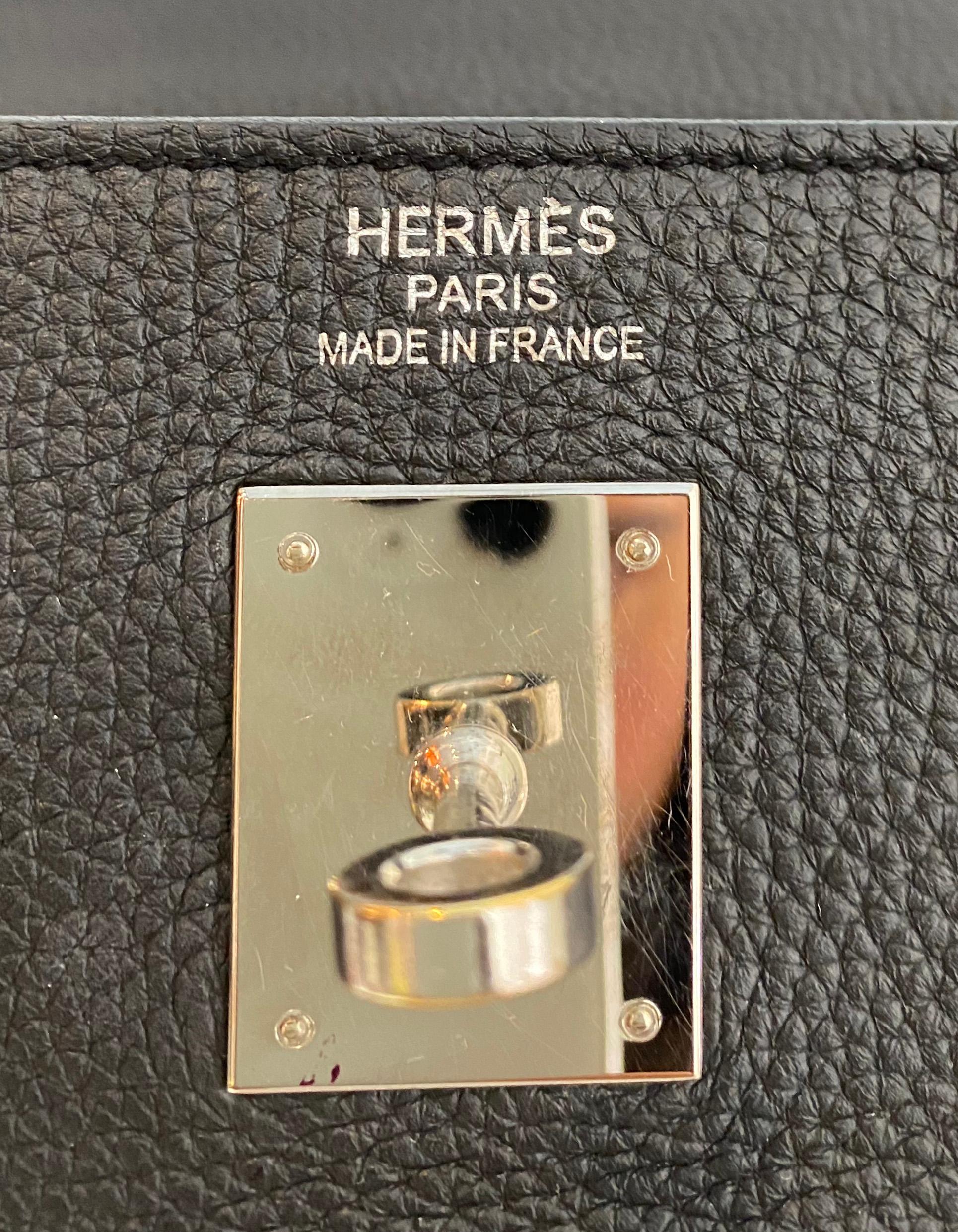 Hermes 35cm Black Togo Leather Kelly Bag w/ Palladium Hardware BOX/DUST BAG 3