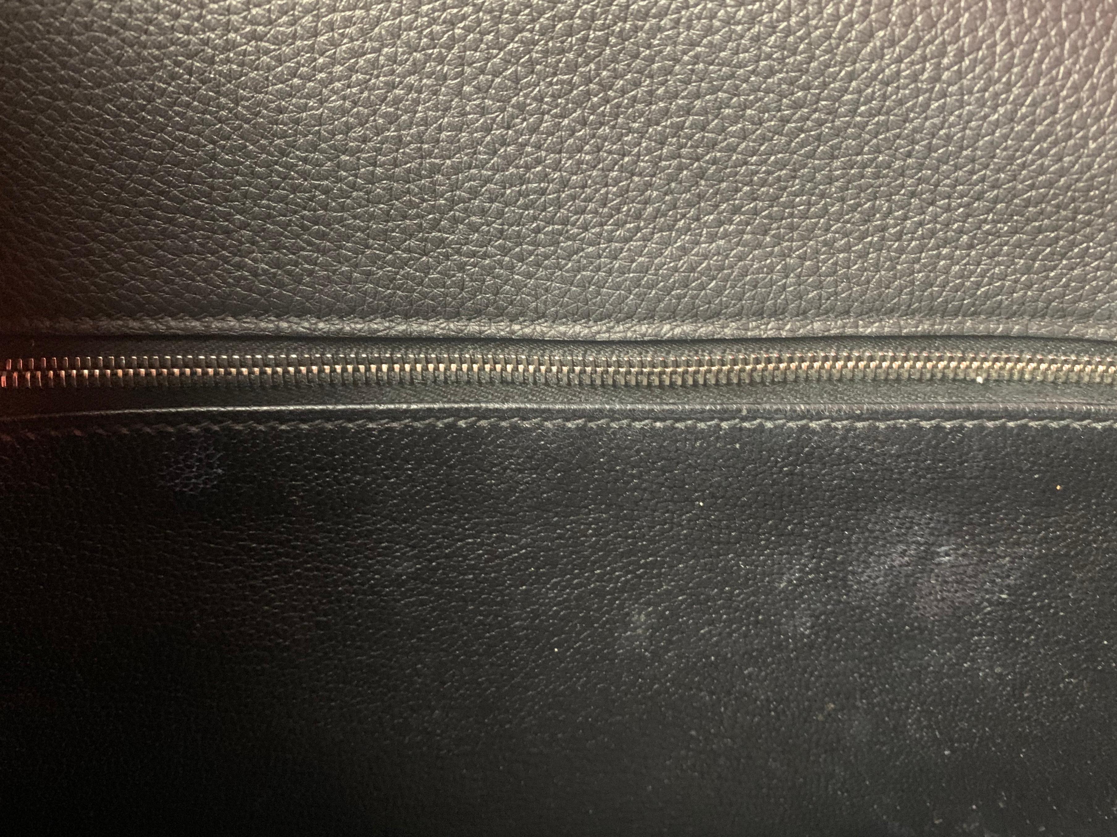Hermes 35cm Black Togo Leather Kelly Bag w/ Palladium Hardware BOX/DUST BAG 6