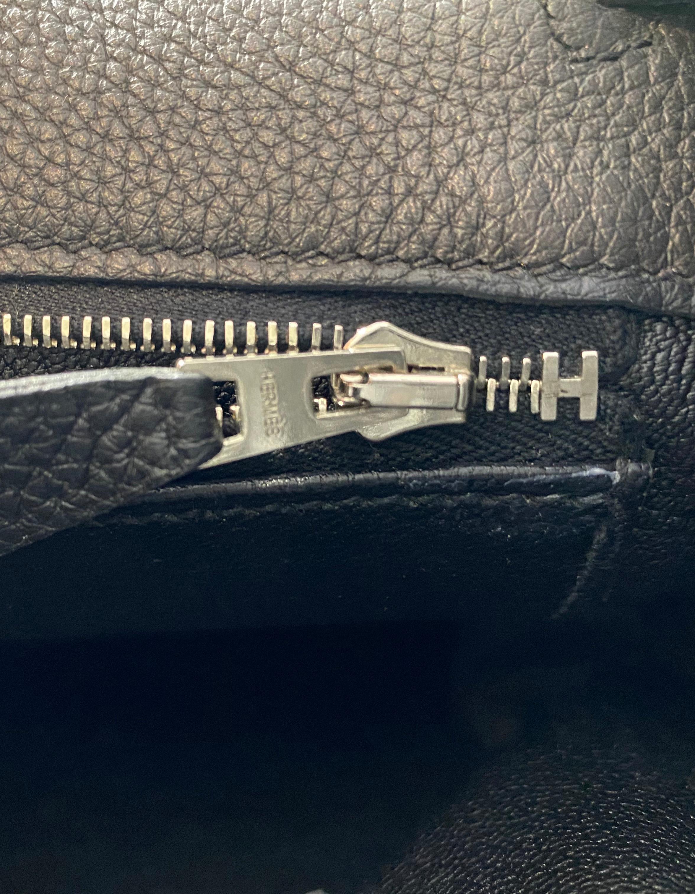 Hermes 35cm Black Togo Leather Kelly Bag w/ Palladium Hardware BOX/DUST BAG 7