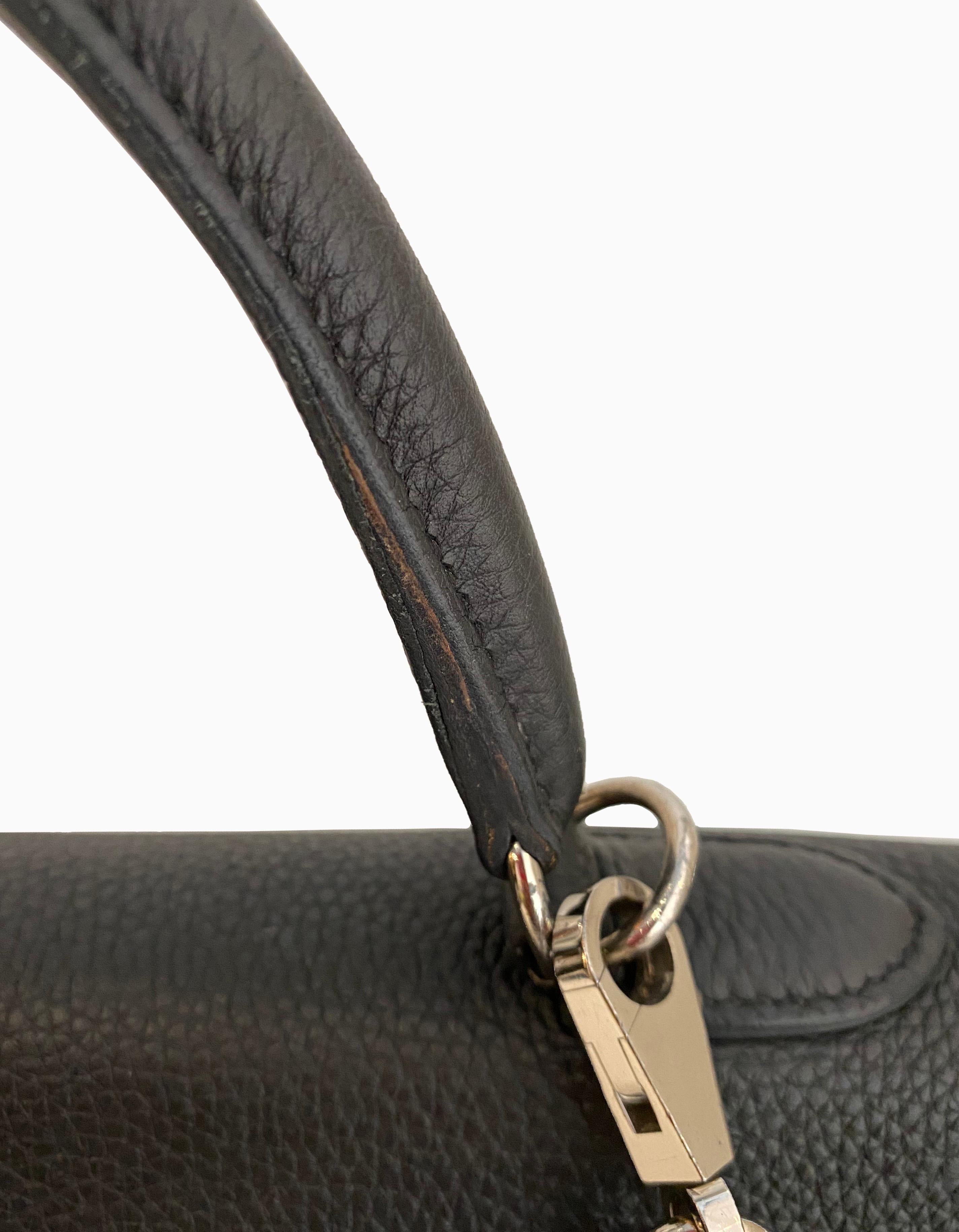 Women's Hermes 35cm Black Togo Leather Kelly Bag w/ Palladium Hardware BOX/DUST BAG