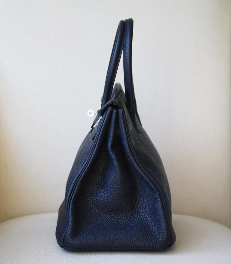 Hermès 35cm Bleu Nuit/Rose Pourpre Togo Verso Palladium H/W Birkin Bag ...