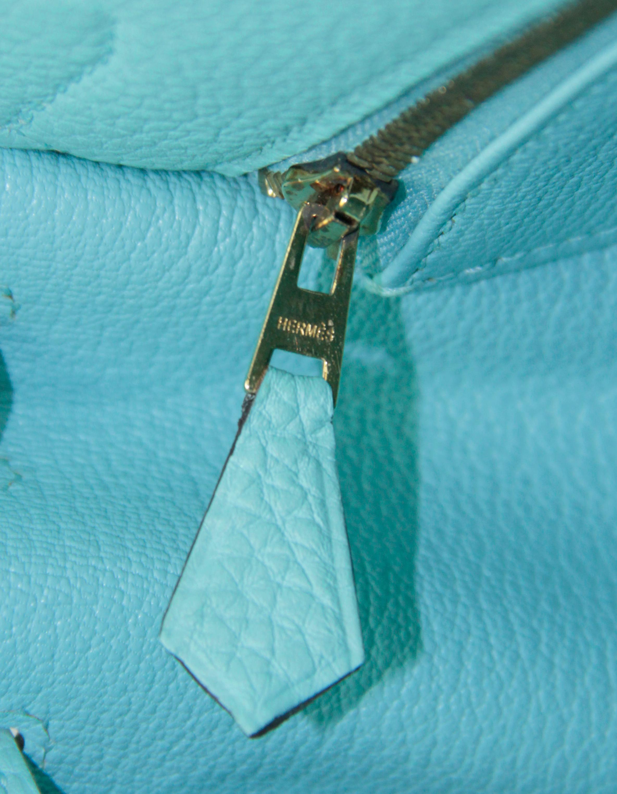 Hermes 35cm Blue Atoll Togo Leather Retourne Kelly Bag GHW 8