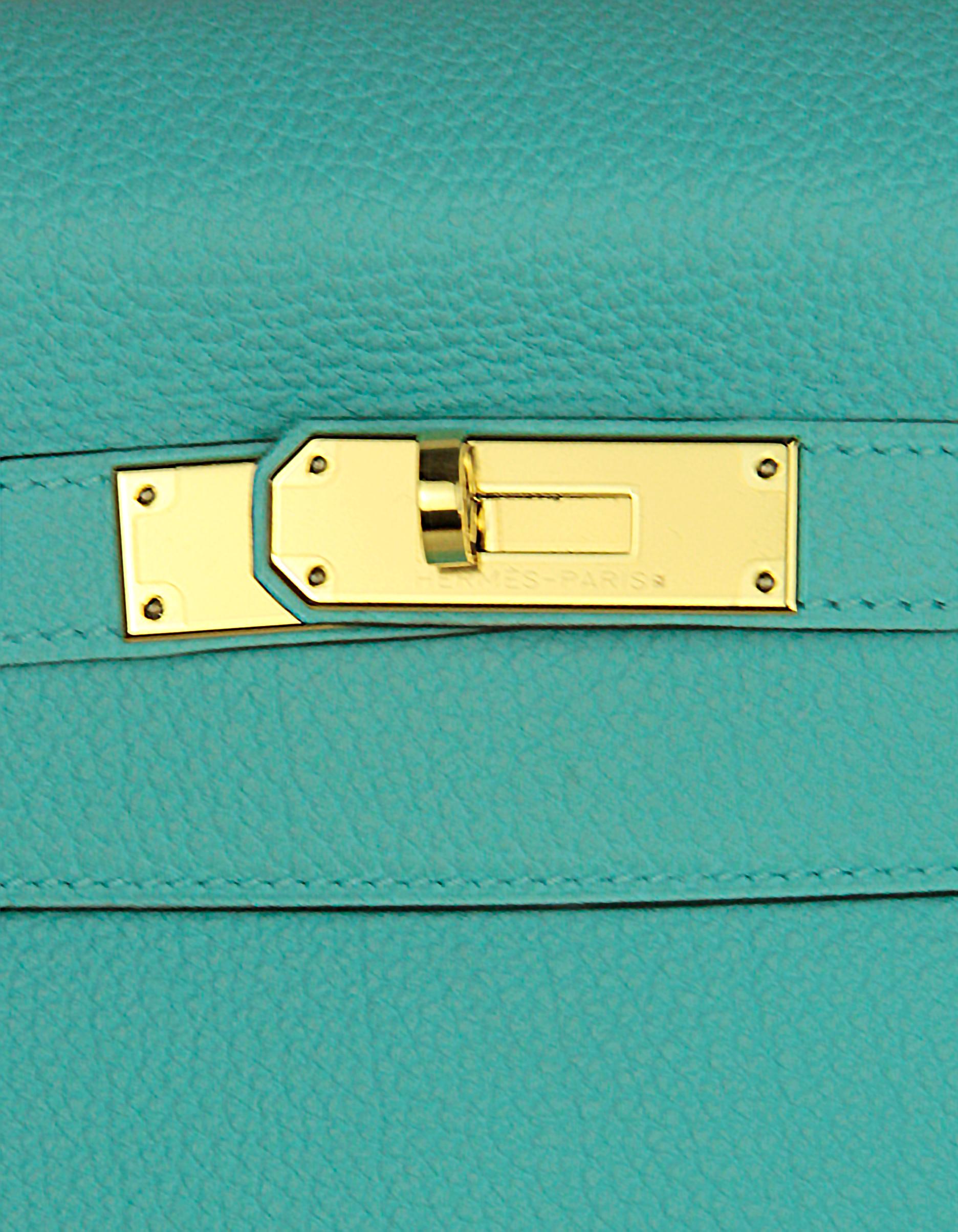 Hermes 35cm Blue Atoll Togo Leather Retourne Kelly Bag GHW 4