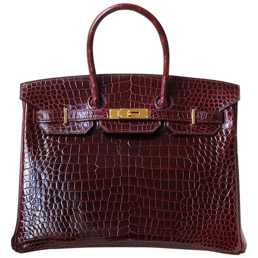 Wholesale Hermes Wine Red Original Crocodile Leather Birkin Bag