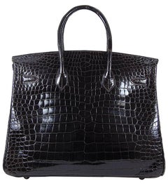 Hermes 35cm Crocodile Cacao Porosus Birkin Bag