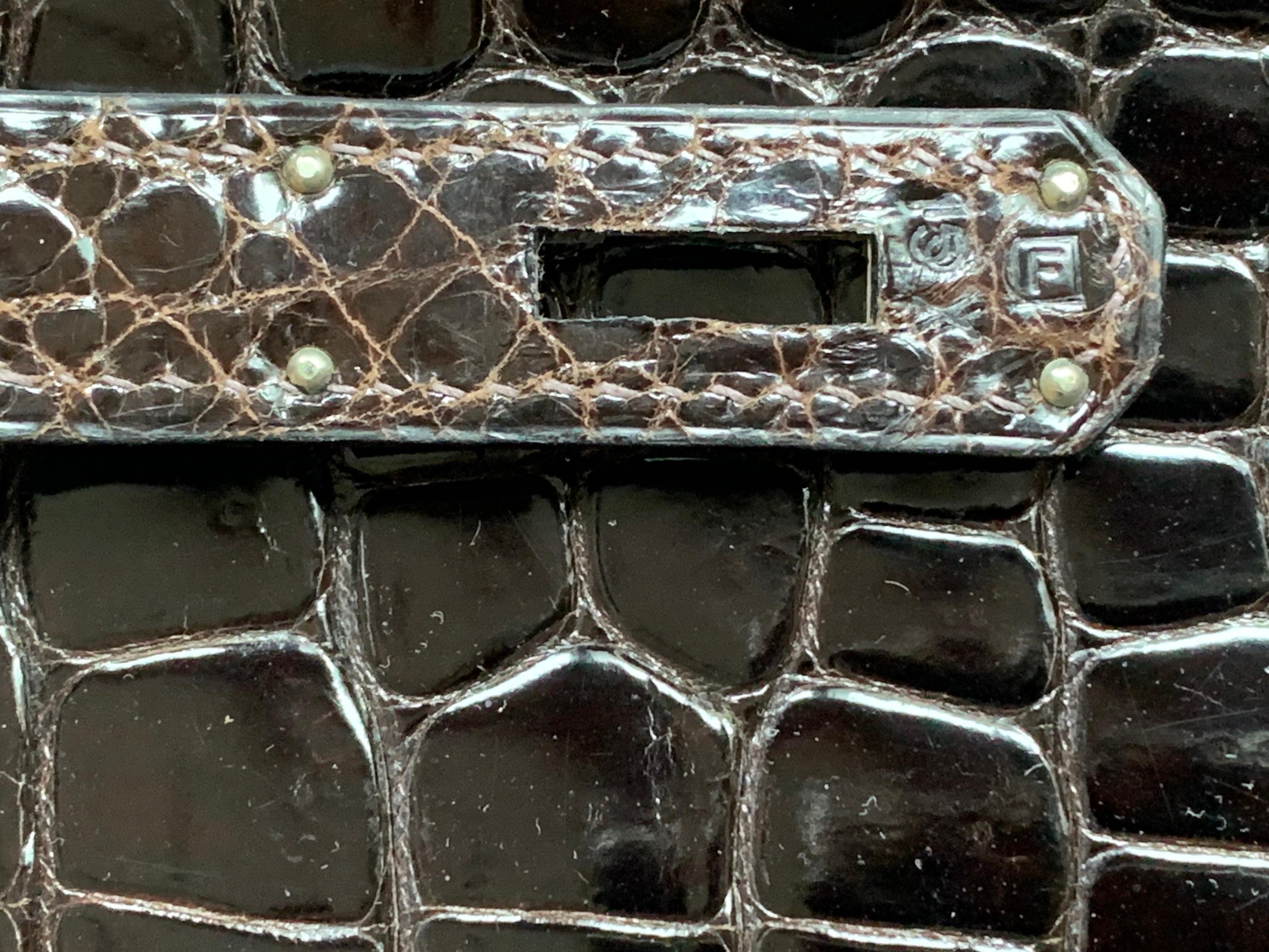 Black Hermes 35cm Crocodile Cacao Porosus Birkin Bag For Sale