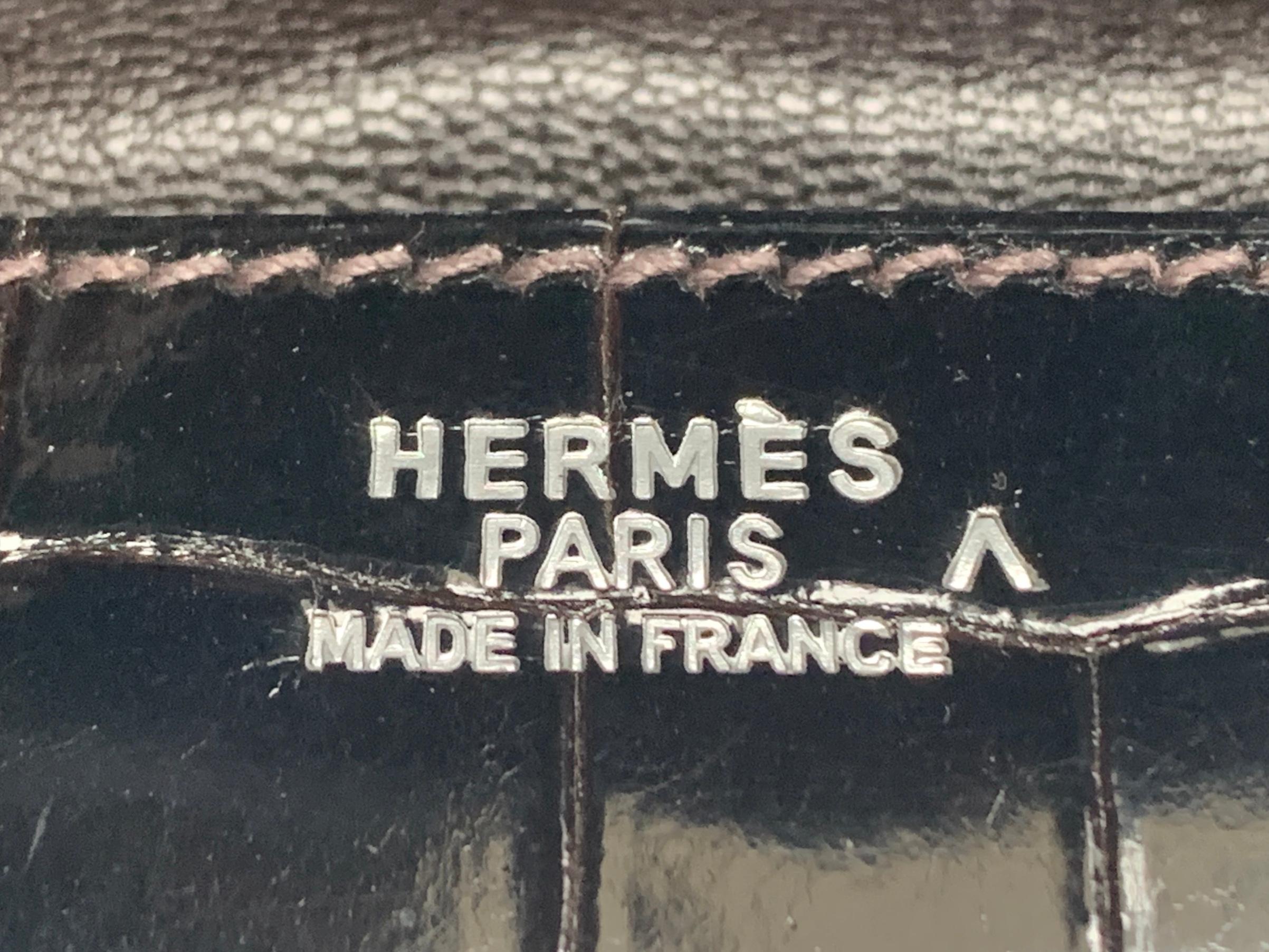 Tasche von Hermes 35cm Krokodil Cacao Porosus Birkin im Angebot 3