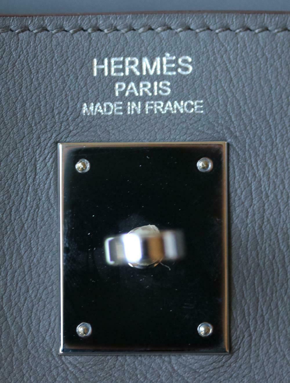 Women's or Men's Hermès 35cm Etain Swift Palladium H/W Kelly Retourne Bag