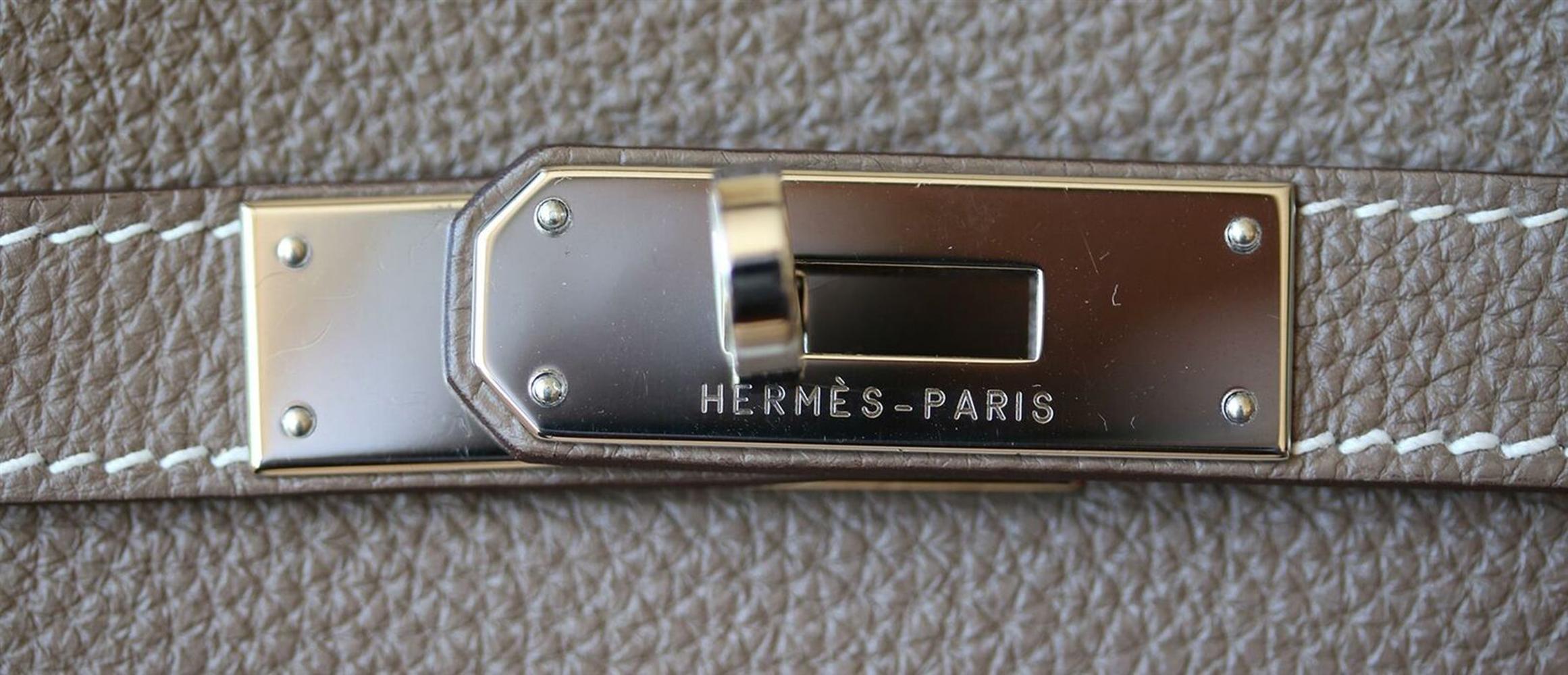 Hermès 35cm Etoupe Togo Palladium H/W Kelly Retourne Bag  6