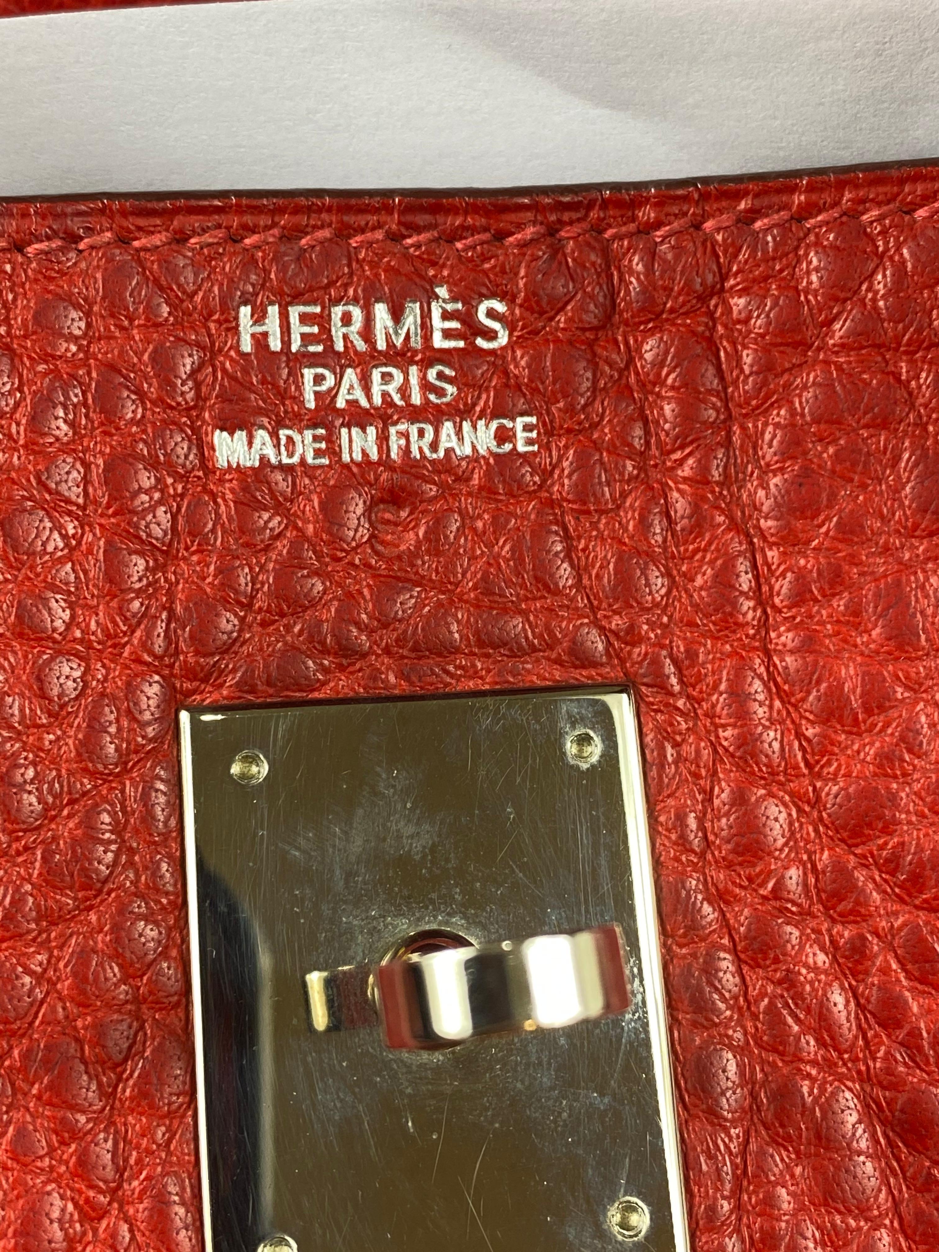 Women's Hermes 35cm Rouge Vif Buffalo Hide Birkin 