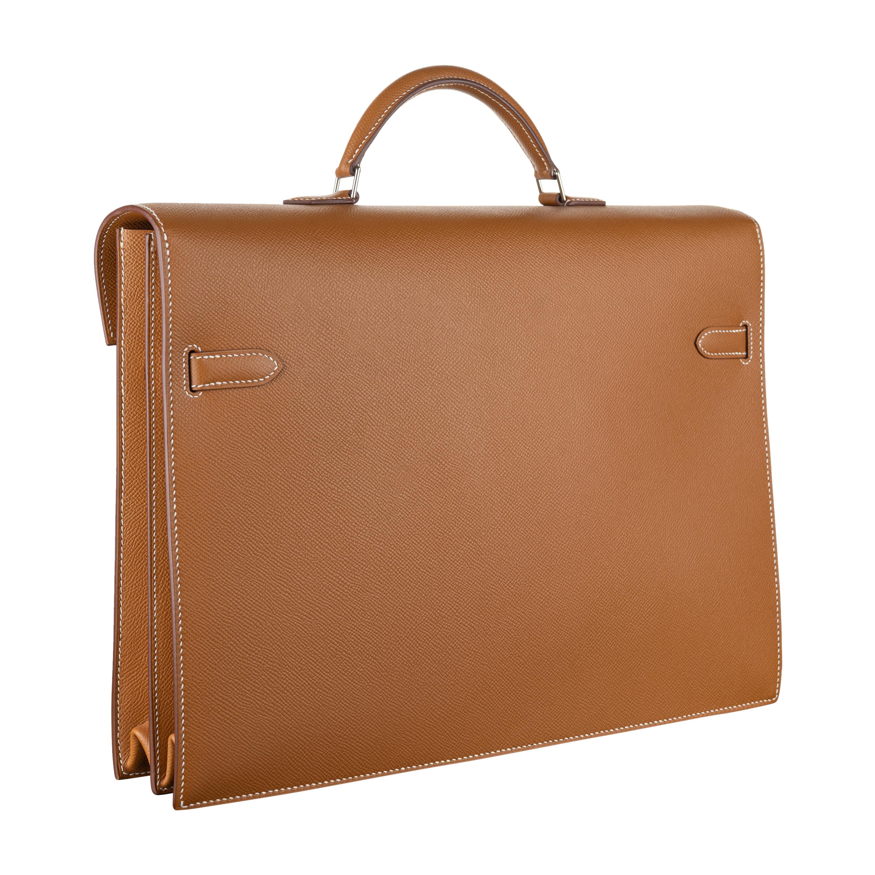 Brown Hermès 38cm Kelly Depeche Gold Epsom Palladium Hardware 2020