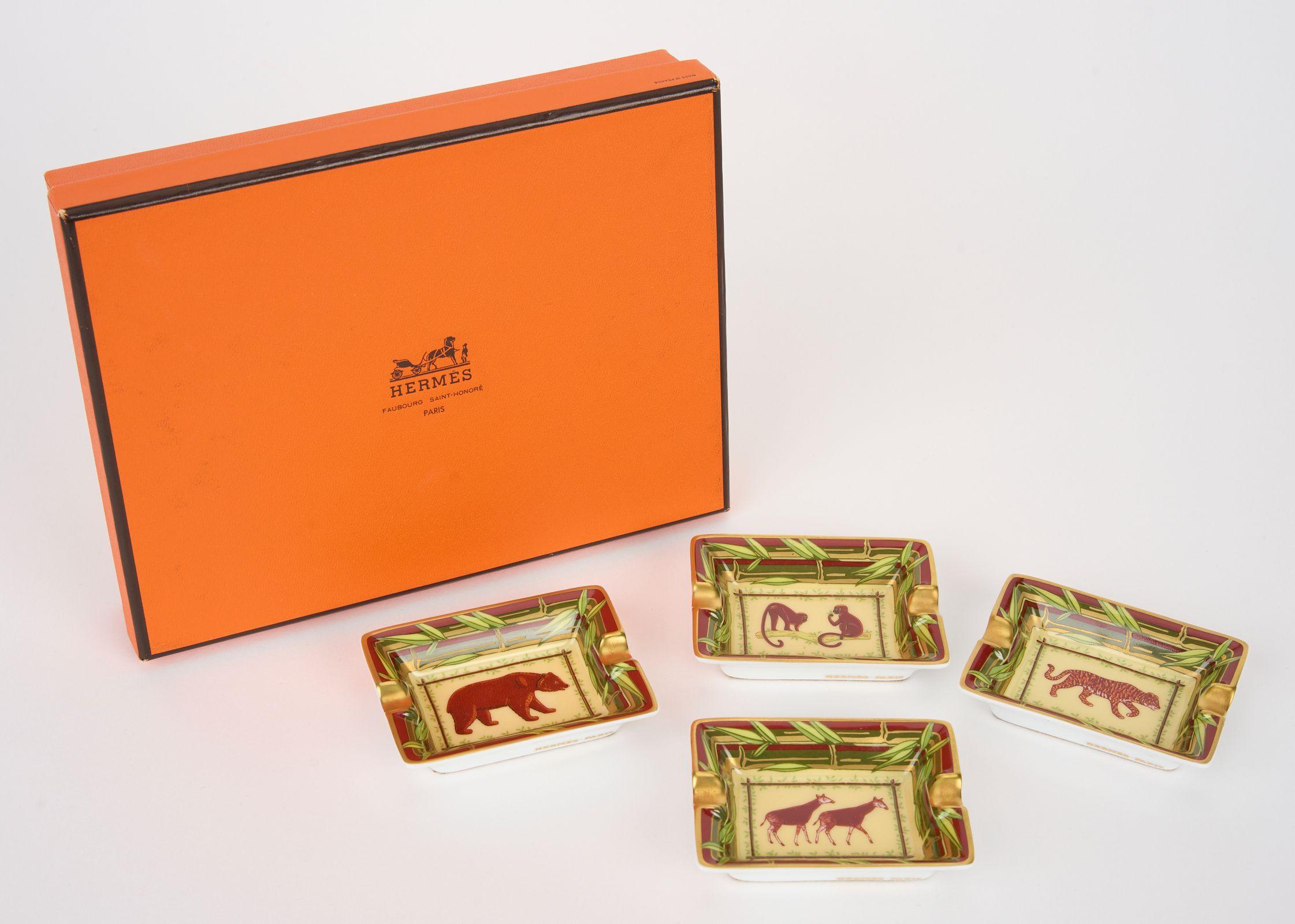 Hermès 4 Mini Dschungel Porzellan Aschenbecher 5