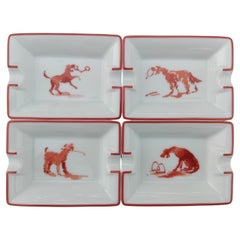 Hermès 4 piccoli posacenere vassoi Cani Equitazione Temi Texas