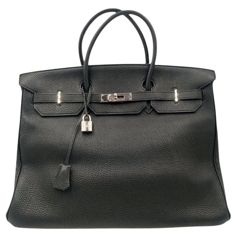 Hermès 40 cm Black Togo Leather Palladium Plated Birkin Bag