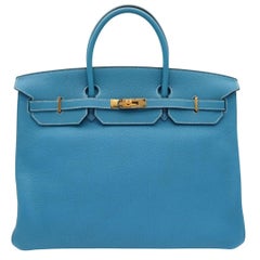 Hermès 40cm Birkin Bleu Jean Togo Leather Gold Hardware