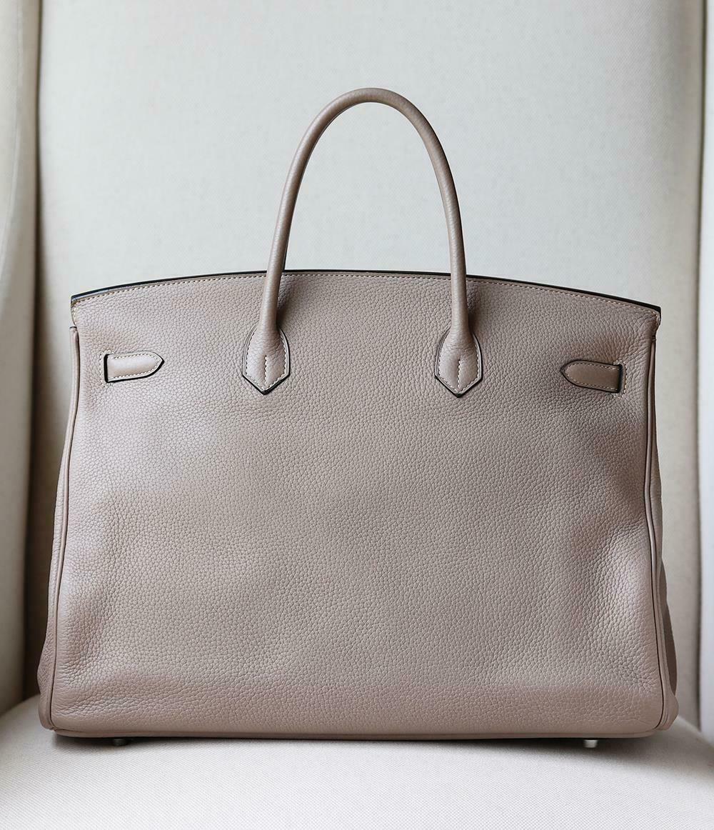 Gray Hermès 40CM Clemence Palladium H/W Birkin Bag