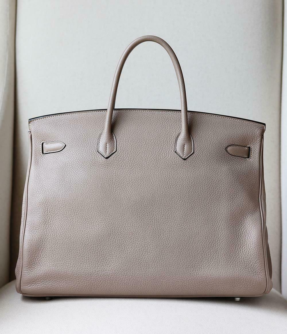 Gray Hermès 40CM Clemence Palladium H/W Birkin Bag