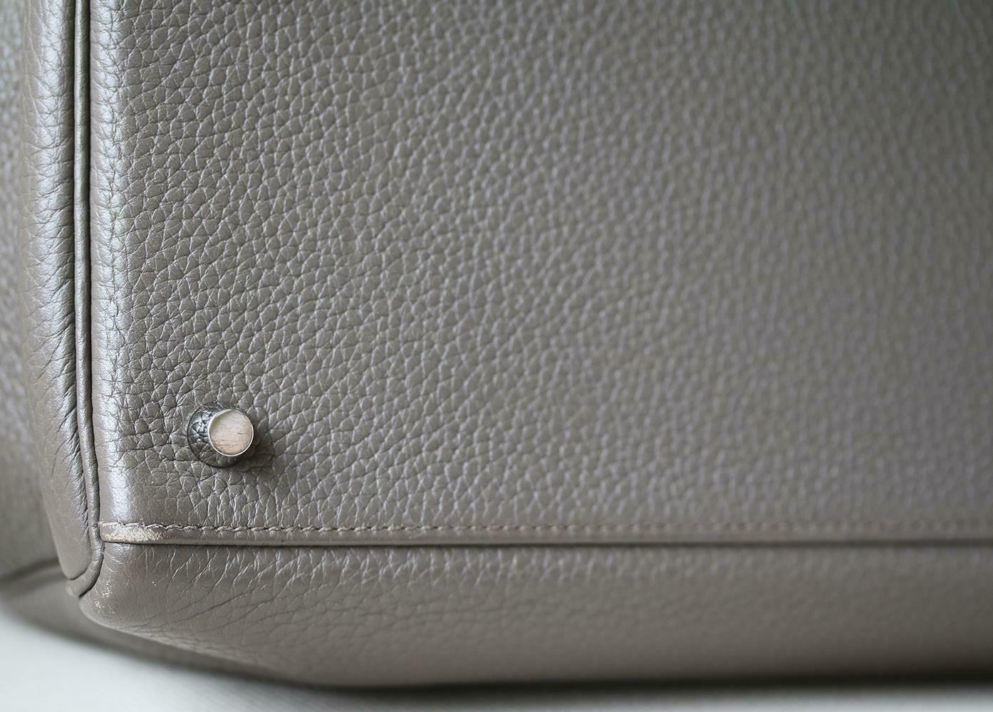 Hermès 40cm Etain Clemence Palladium H/W Kelly Retourne Bag In Excellent Condition In London, GB