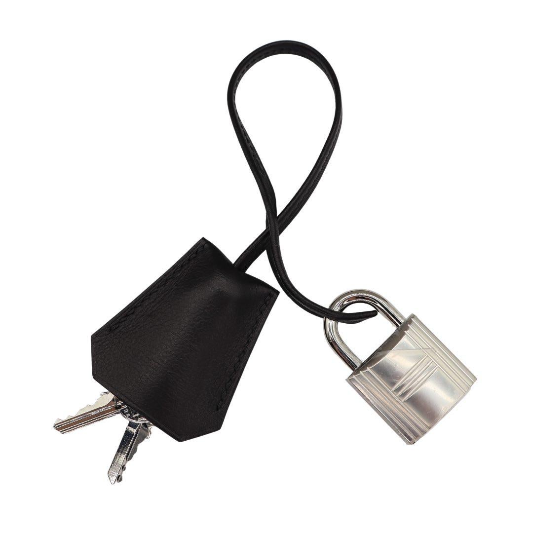 Hermès 40cm HAC Schwarz Toile/Swift Leder Palladium Hardware im Angebot 3