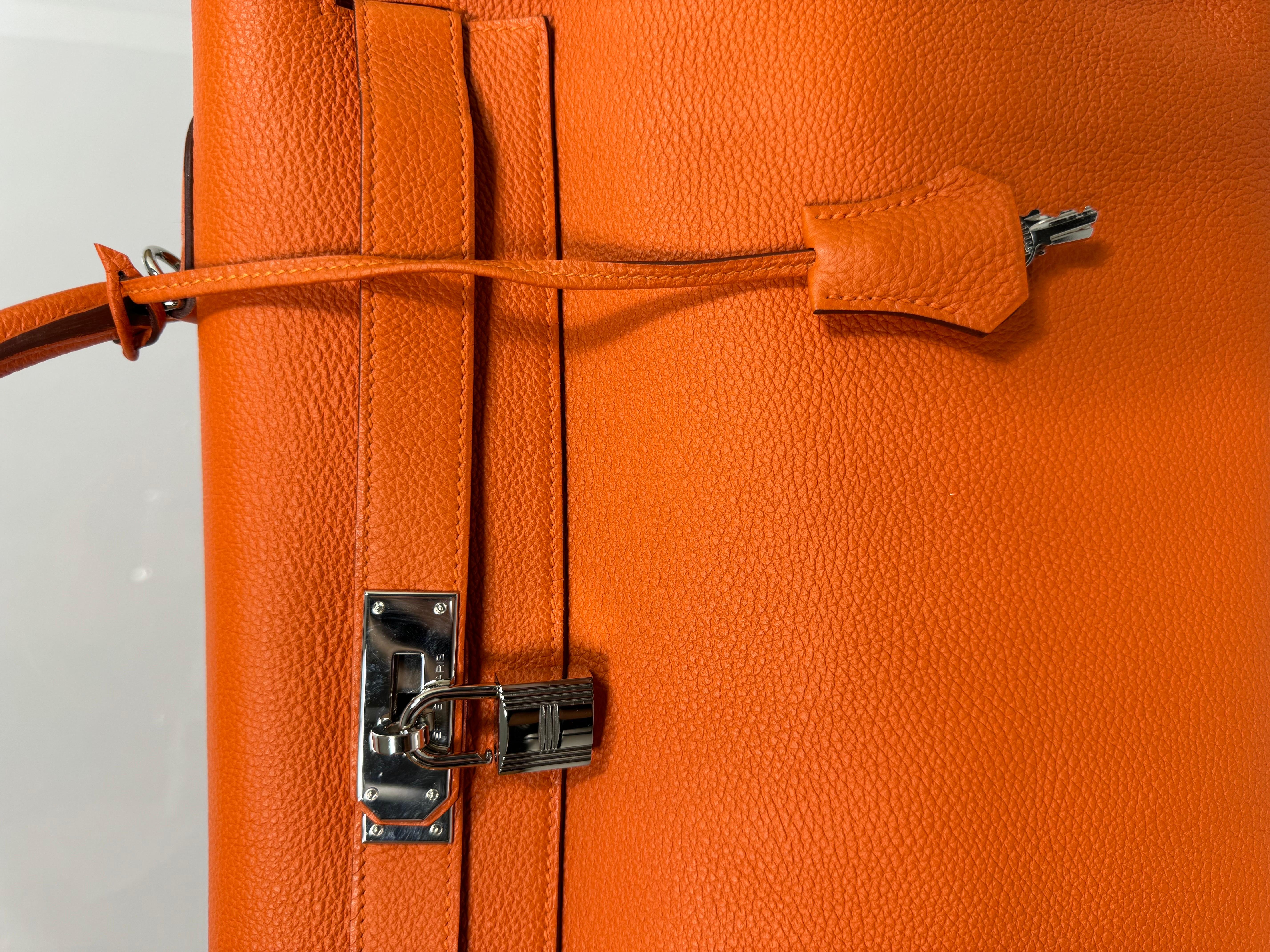 Hermes 40cm Orange Togo Kelly Reise-2011-SHW im Angebot 8