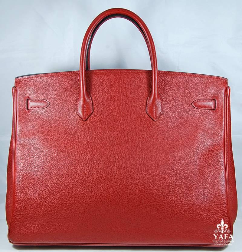 Hermes 40cm Red Birkin Bag In Good Condition In New York, NY