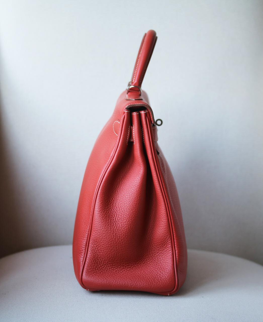 Pink Hermès 40CM Rouge Duchesse Clemence Palladium H/W Kelly Retourne Bag
