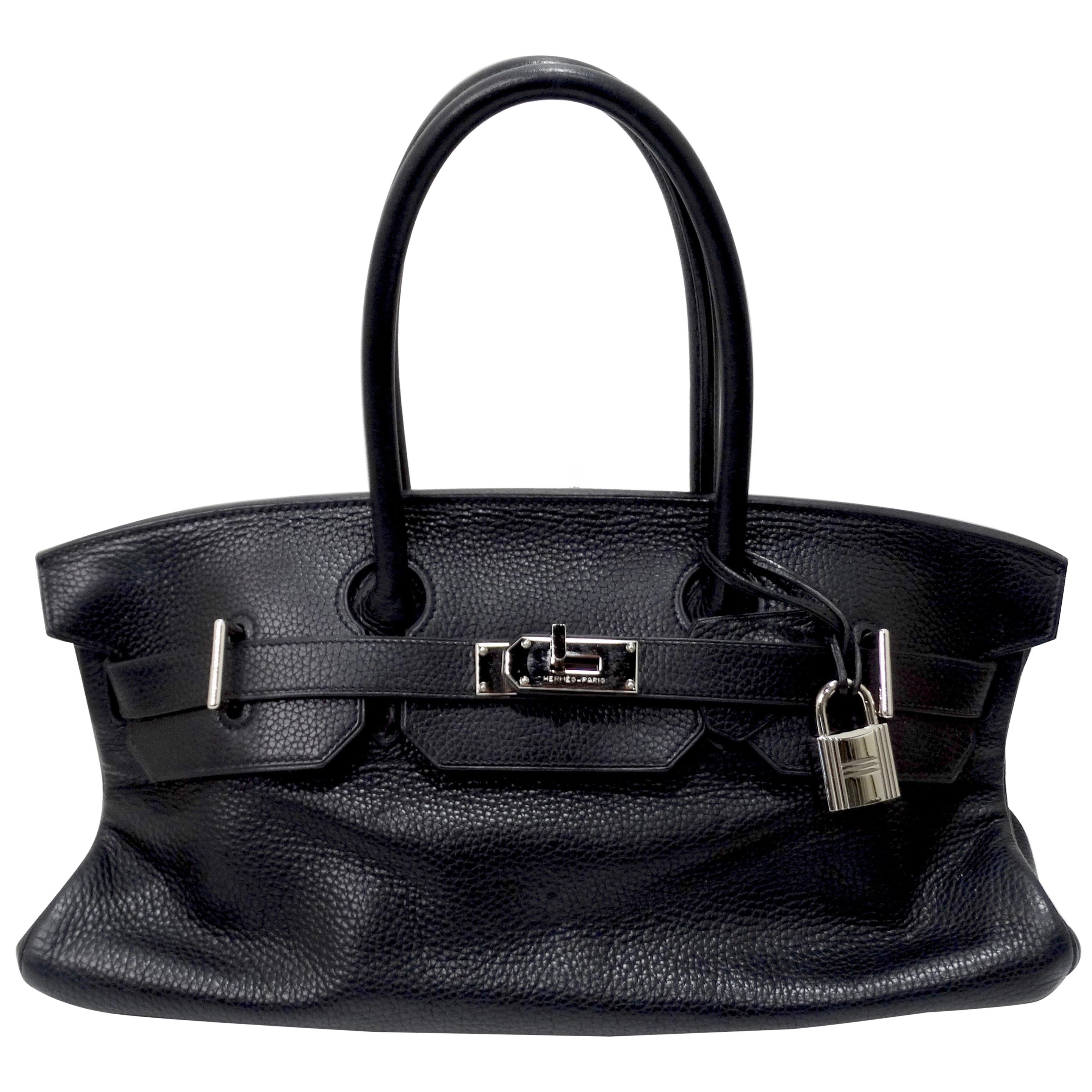 Hérmes 42cm Noir Clemence JPG Shoulder Birkin  For Sale