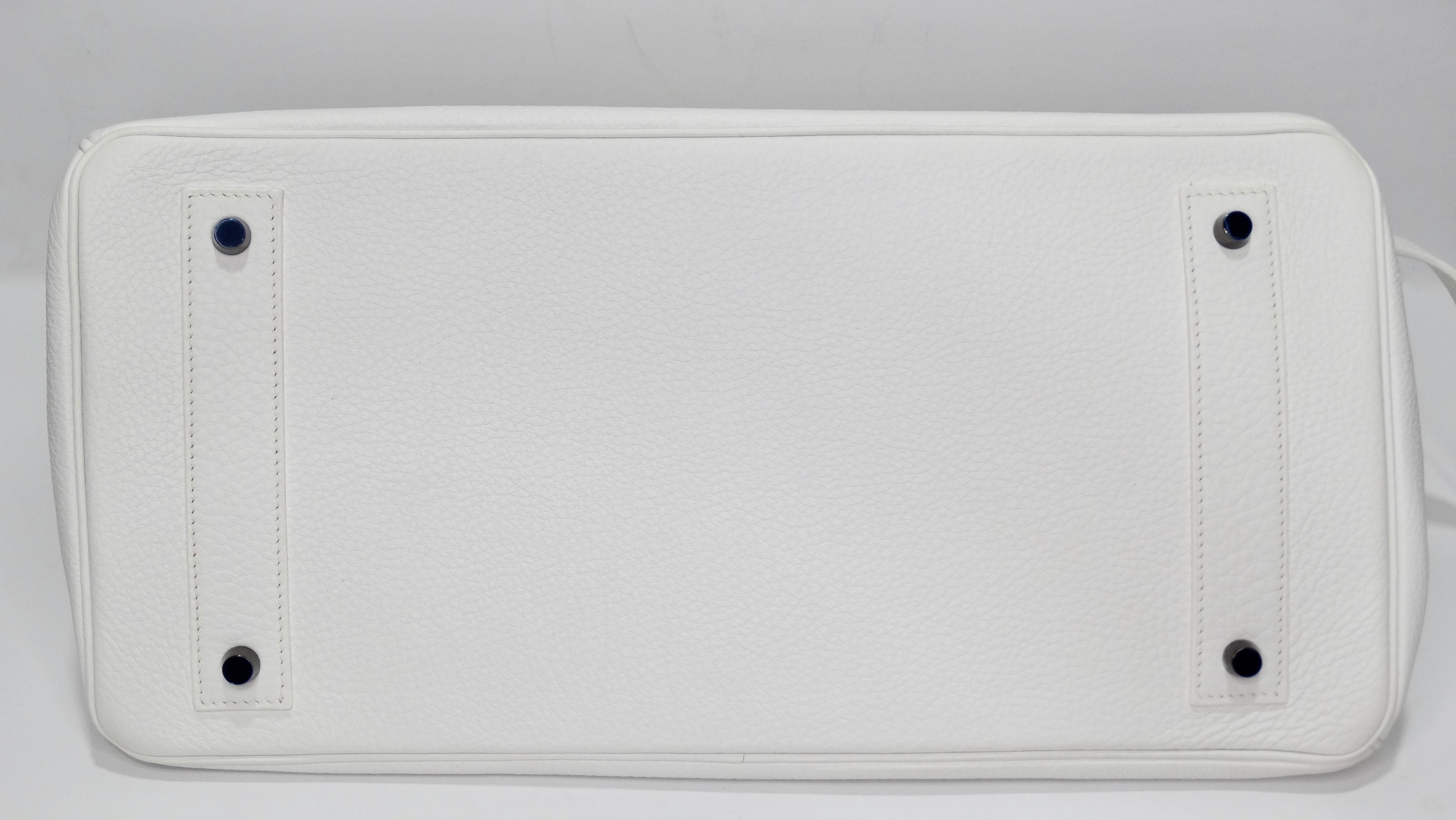 Hérmes 42cm White Clemence JPG Shoulder Birkin  For Sale 4