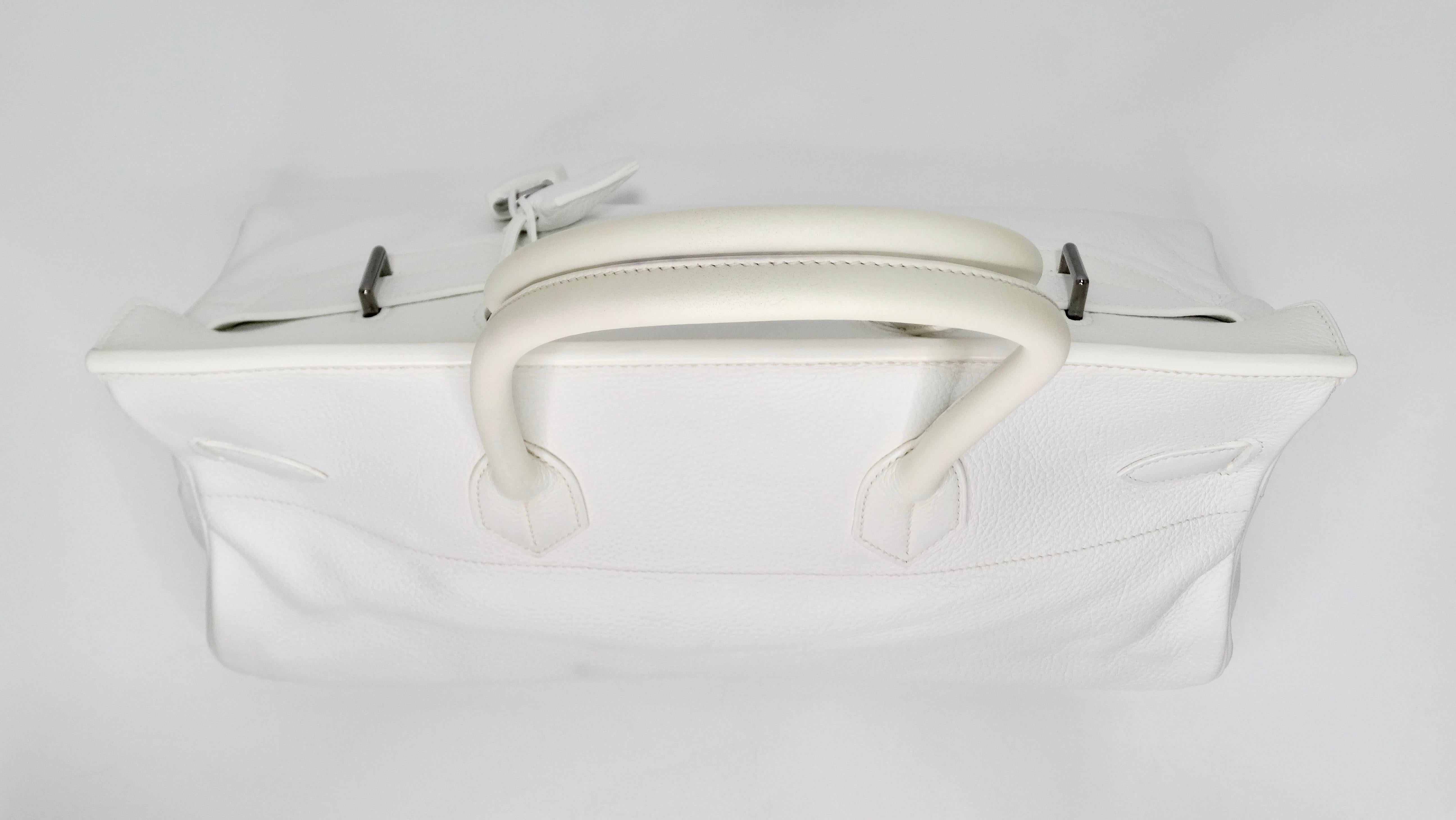 Hérmes 42cm White Clemence JPG Shoulder Birkin  For Sale 5