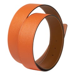 Hermes 42mm Constance Belt Orange / Gold Brushed Gold Buckle 100 New w/Box