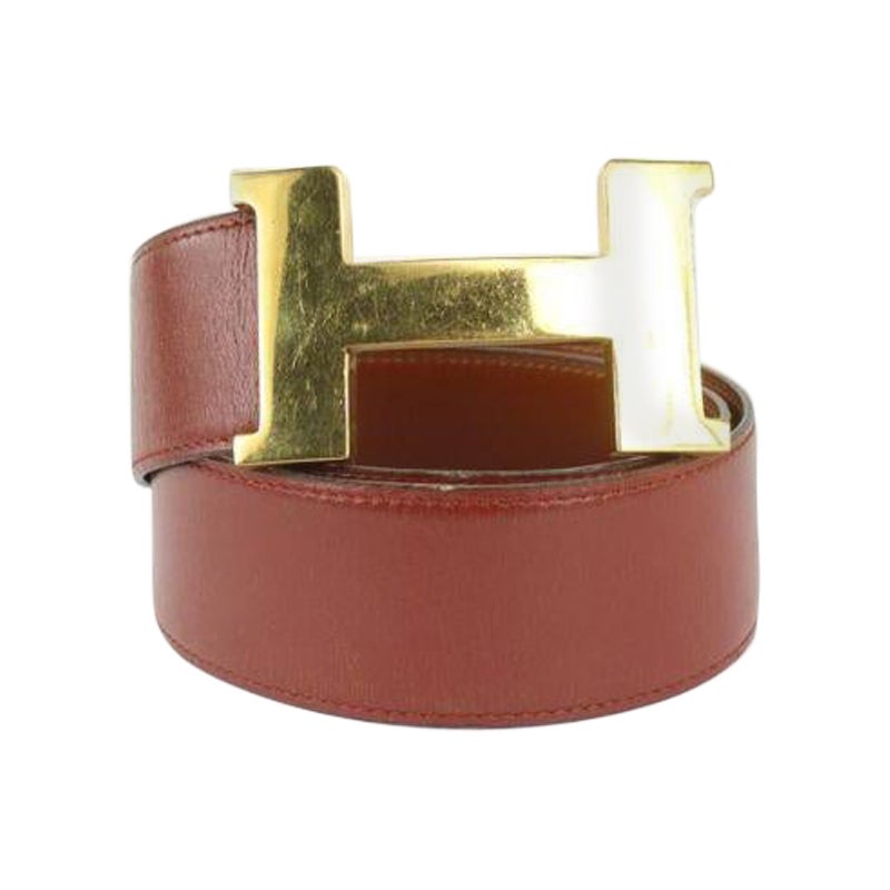 Cinturón Hermès 42mm H Logo Lit Burdeos x Oro 1020h53