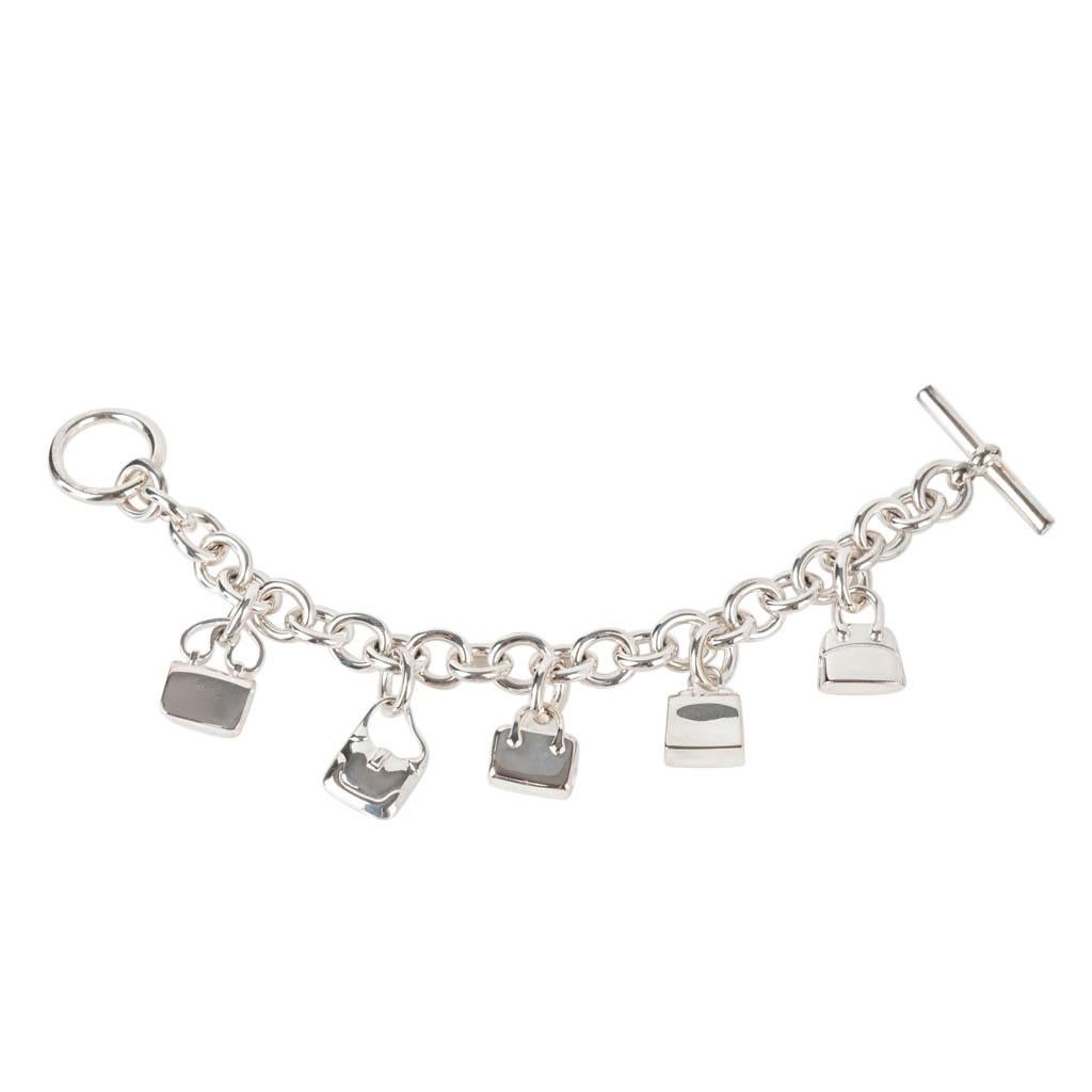 Hermes 5 Bags Bracelet Amulette Moyen Modèle en Argent Sterling 2