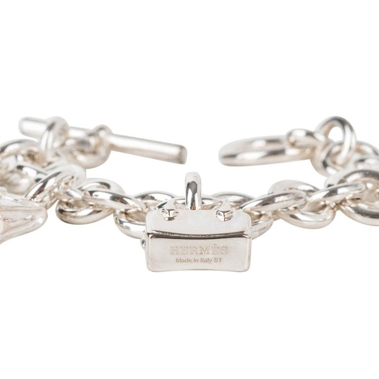 HERMES Sterling Silver Kelly Amulettes Bracelet SH 1228286