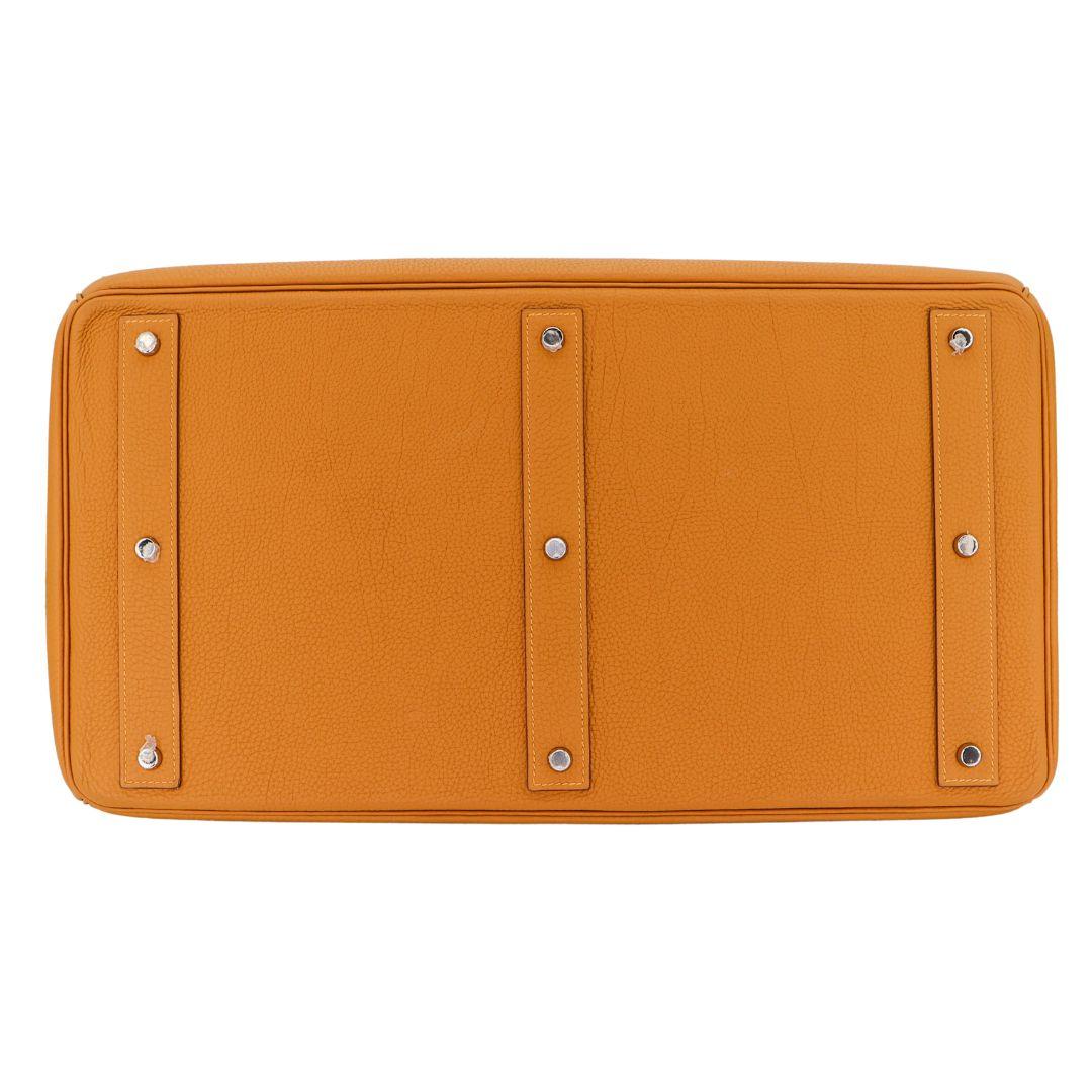 Orange Hermès 50cm HAC Caramel Togo Leather Palladium Hardware For Sale